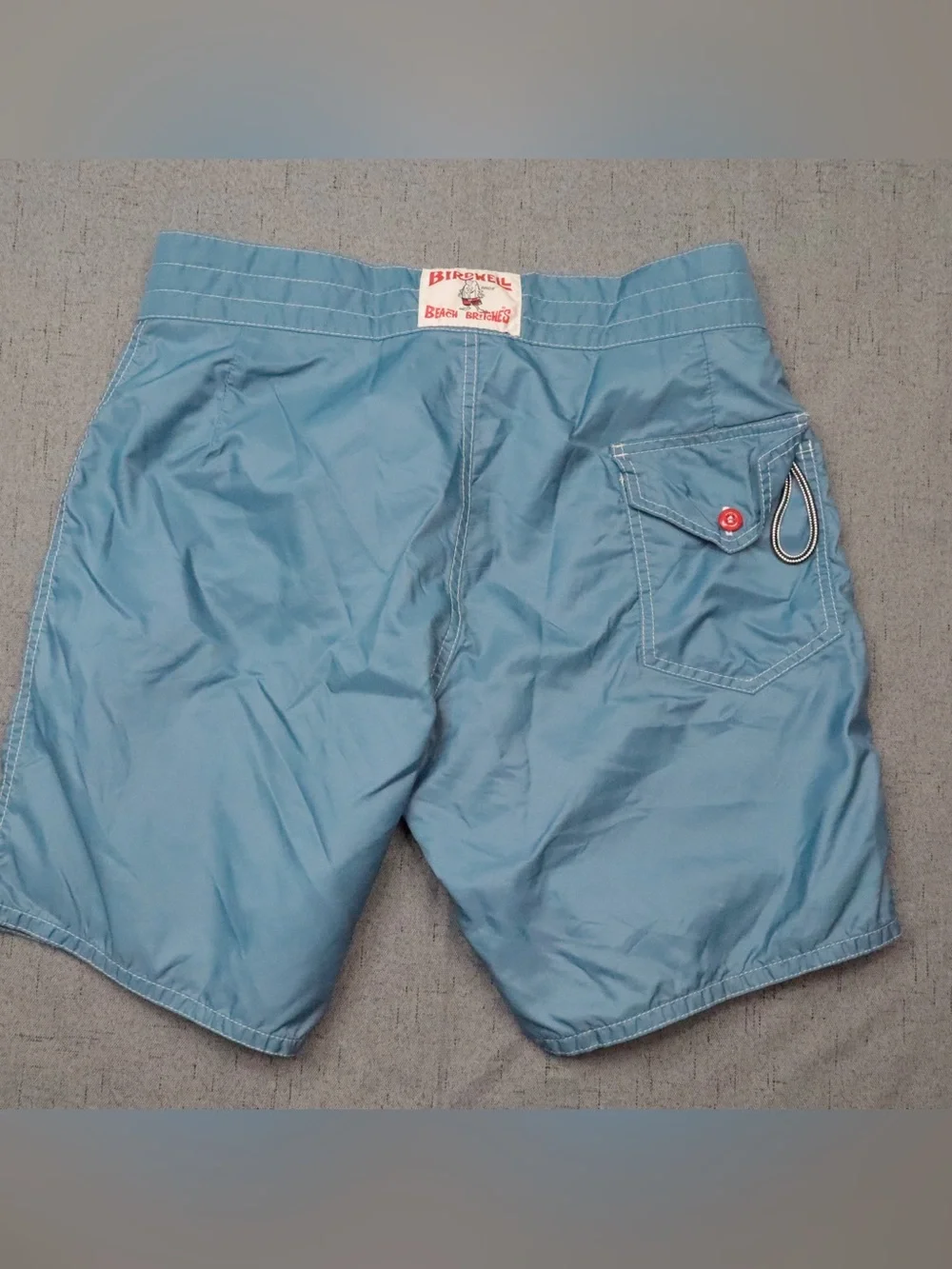 Birdwell Beach Britches Board Shorts 33 Light Blue USA Patriotic Patch⁠